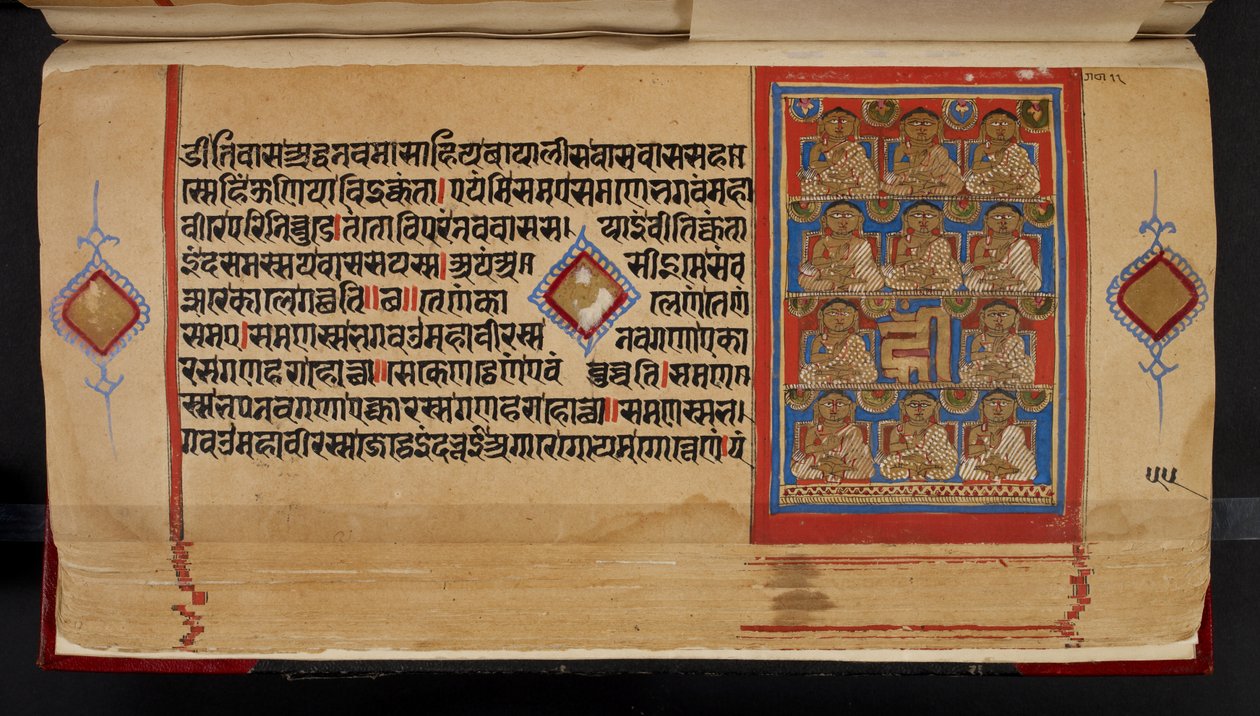 Folio manuscrito del Kalpasutra con Ganadharas de Indian School