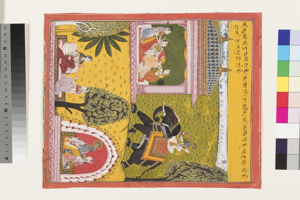 Krishna viene a la enferma de amor Radha, c.1700 de Indian School