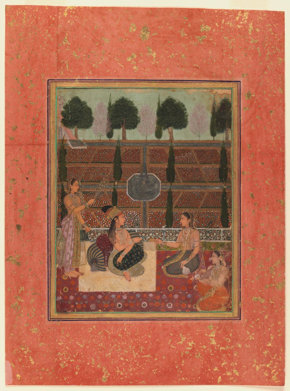 Damas en una terraza, estilo mogol, c.1700-10 de Indian School