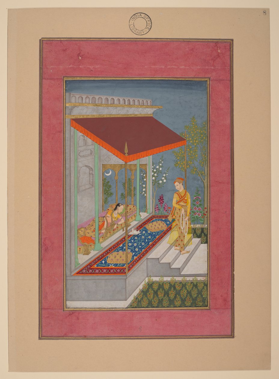 Lalita Ragini, India, Hyderabad, hacia 1760; Álbum Johnson 37, nº 8 (tinta, colores y oro sobre papel) de Indian School
