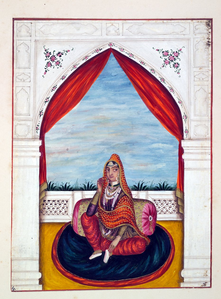 Maharani Chand Kaur, del Reino del Punjab, sus gobernantes y jefes, volumen I, un volumen de 27 estudios en acuarela por un artista indio no identificado, c.1840 de Indian School