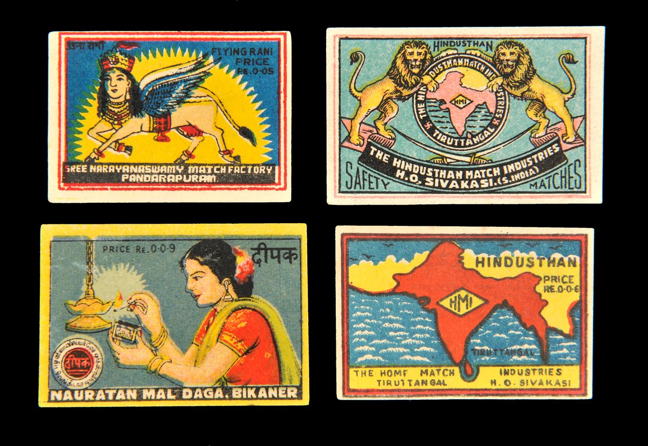 Etiquetas de cajas de fósforos de Indian School