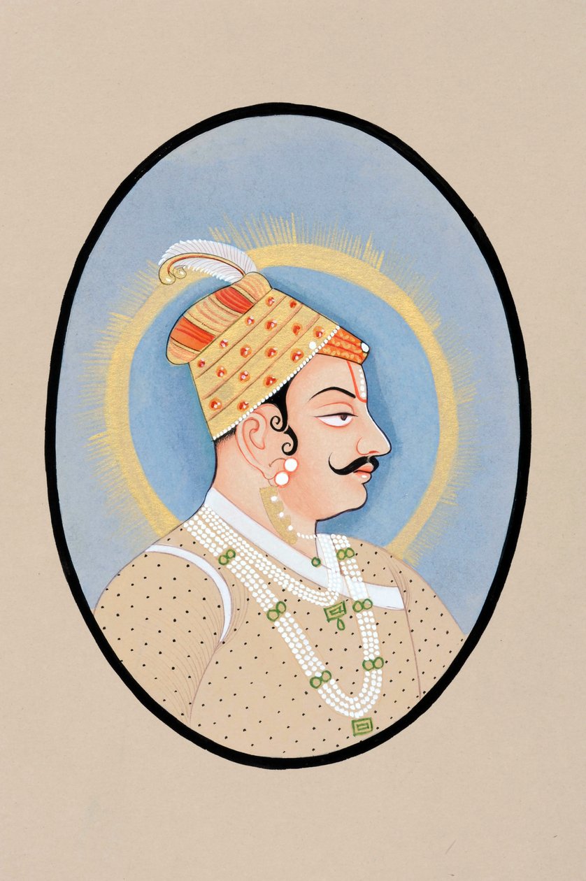 Pintura en miniatura del Maharajá Pratap Singh Kishangarh de Indian School