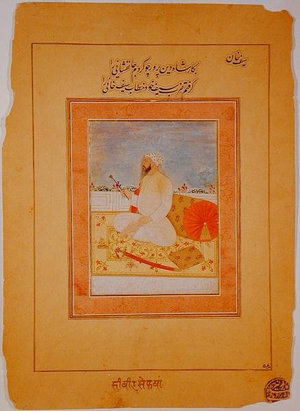 Miniatura de Saif Khan, gobernador de Agra, indio, c.1670-80 de Indian School