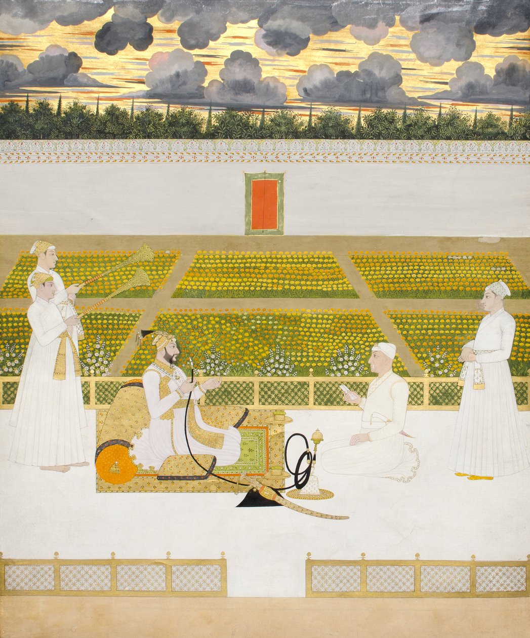 Mir Jaffar, Nawab de Murshidabad, con un cortesano y asistentes de Indian School