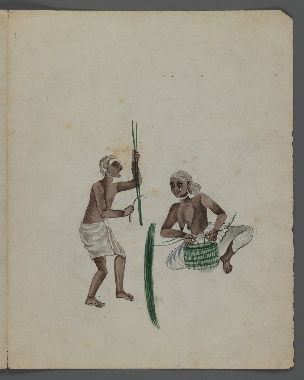Una de un conjunto de nueve imágenes que muestran a indios en diferentes profesiones de Indian School