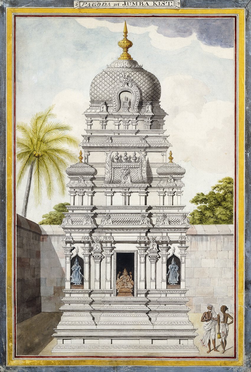 Parte del Templo de Jambukeshvara, Srirangam, Tamil Nadu, c. 1800 de Indian School