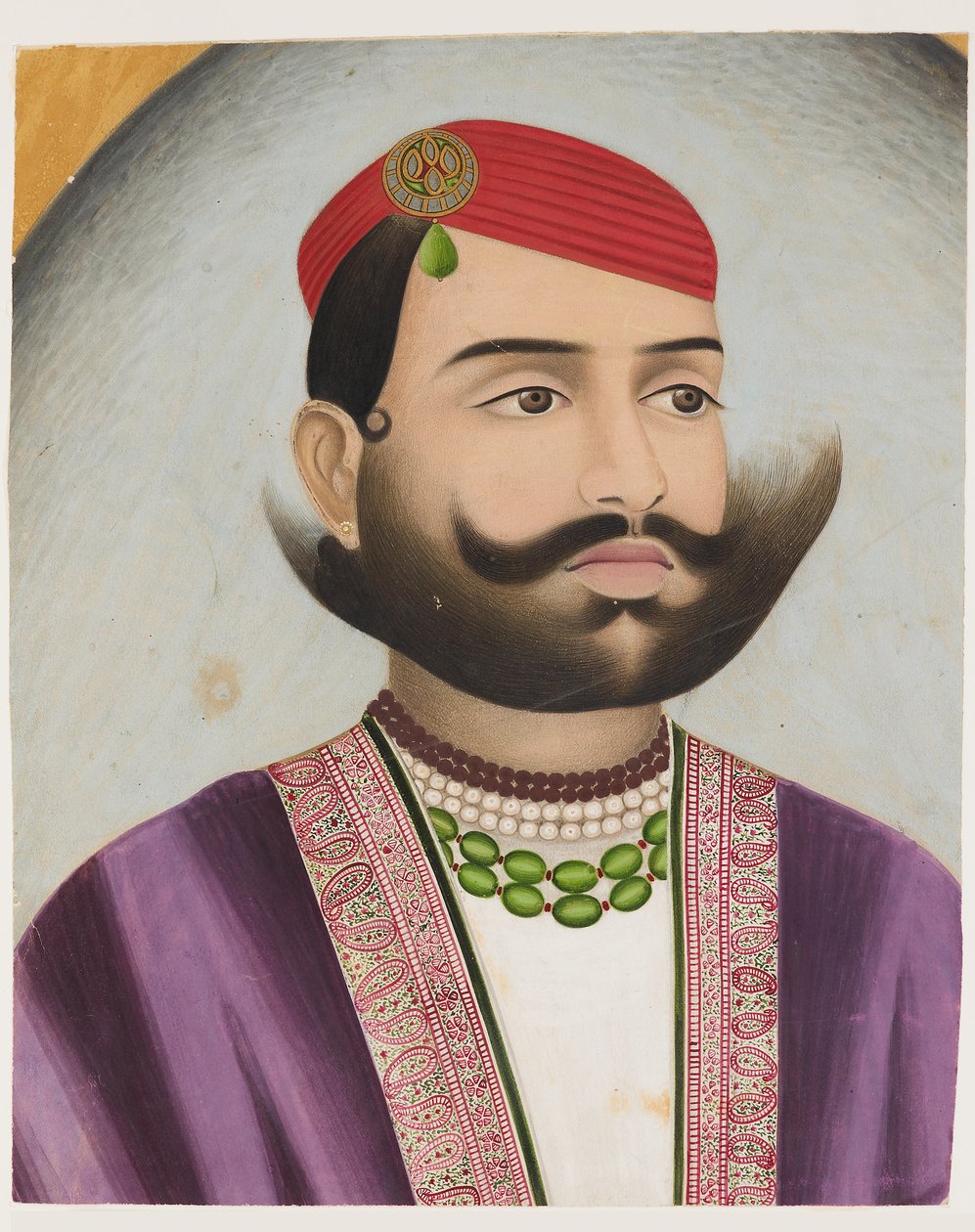Retrato de hombre, posiblemente principios del siglo XX (gouache sobre cartón) de Indian School