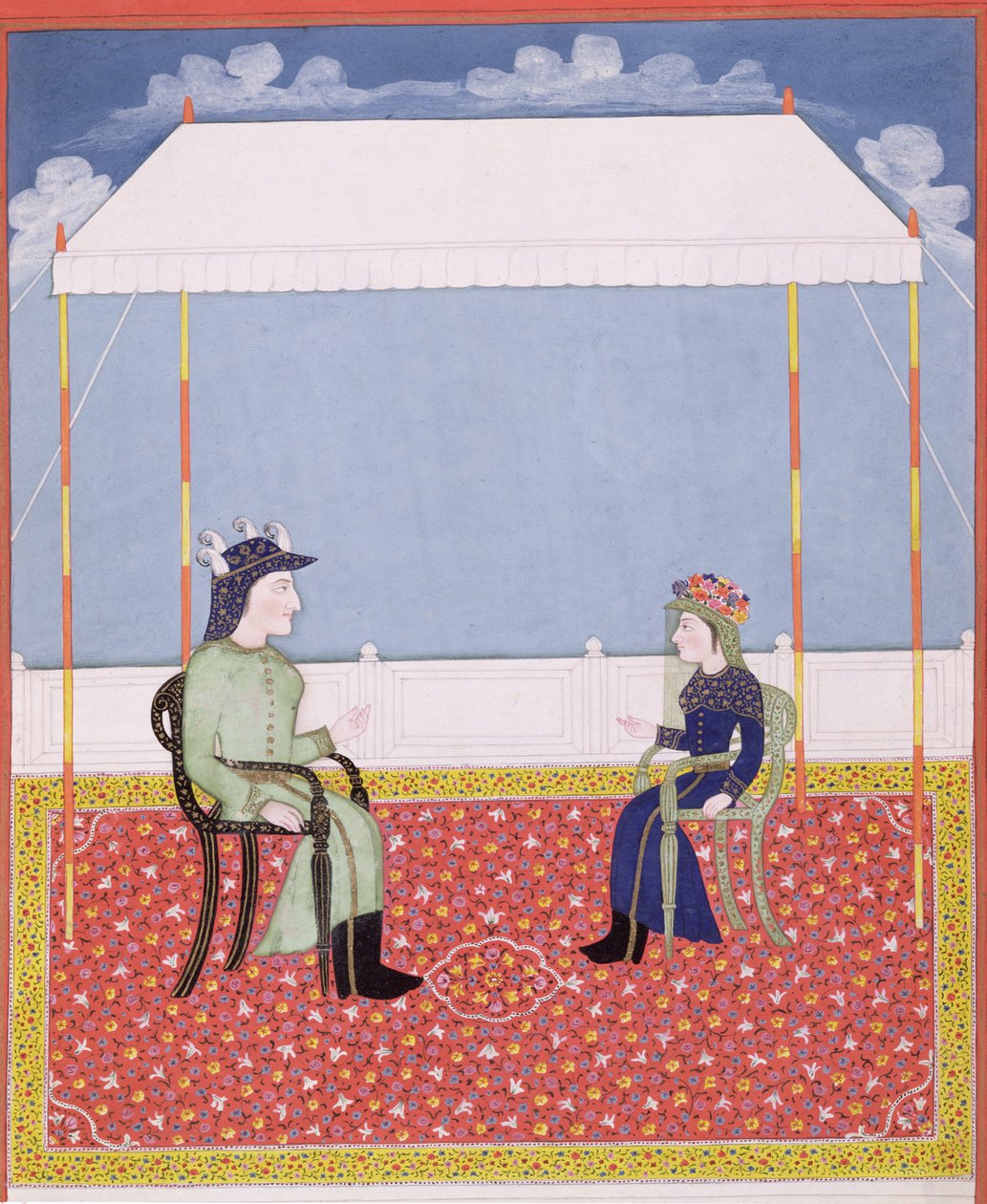 Retrato de una pareja colonial inglesa de Indian School