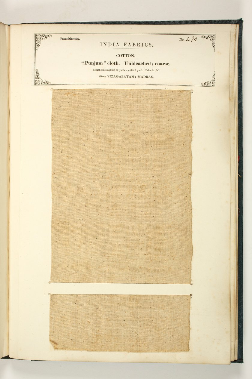Tela Punjum, Vizagapatam, Madrás, de La Colección de los Fabricantes de Textiles de la India, por John Forbes Watson, publicado en 1866 de Indian School
