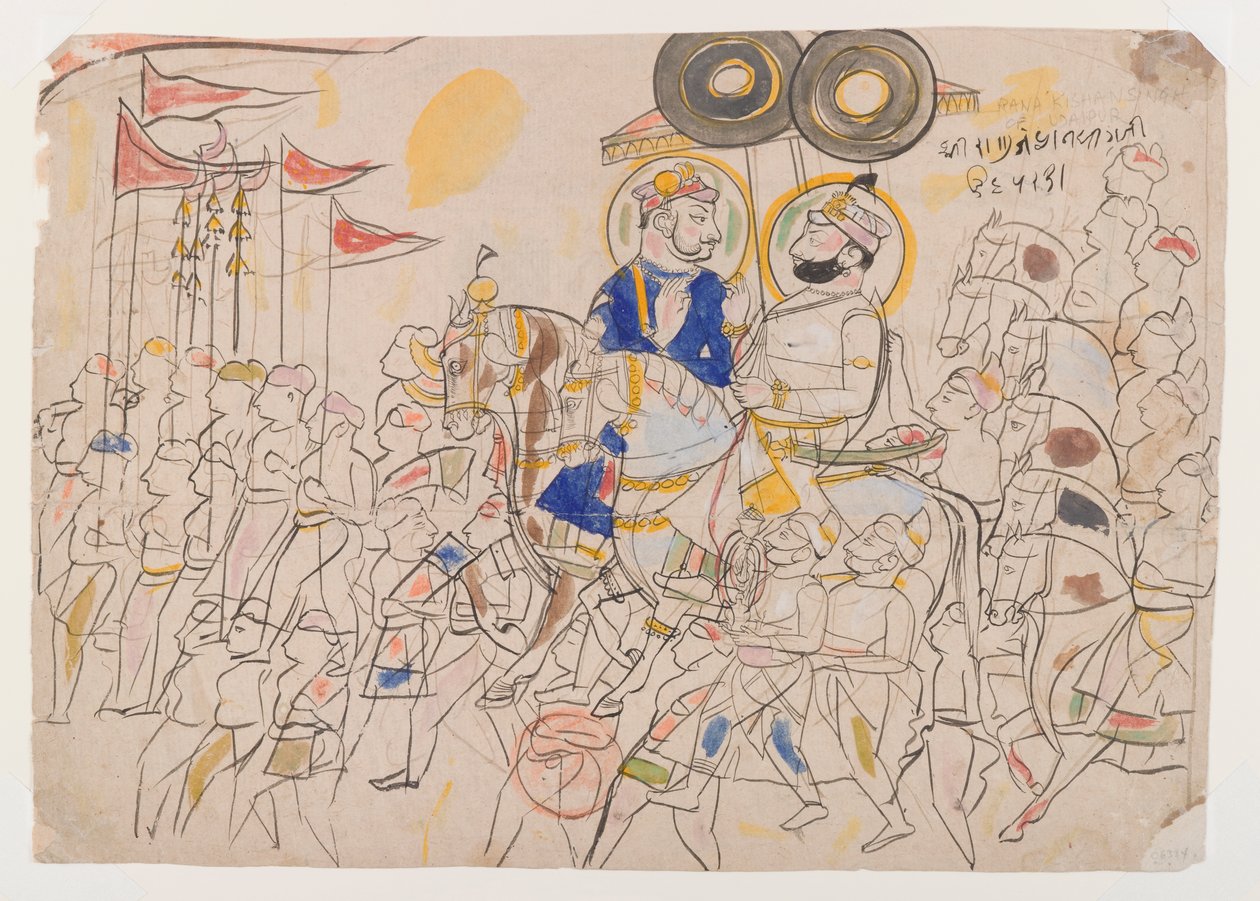 Raja Ram Singh II de Kotah y Ramkishan Singh de Udaipur, c.1850 de Indian School