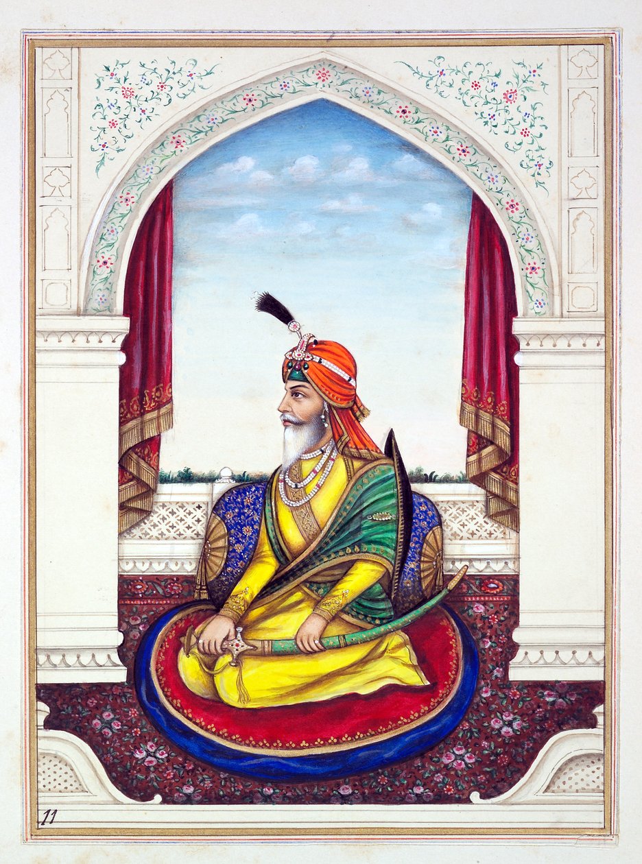 Rajá Chattar Singh, del Reino del Punjab, sus gobernantes y jefes, volumen I, un volumen de 27 estudios en acuarela por un artista indio no identificado, c.1840 de Indian School
