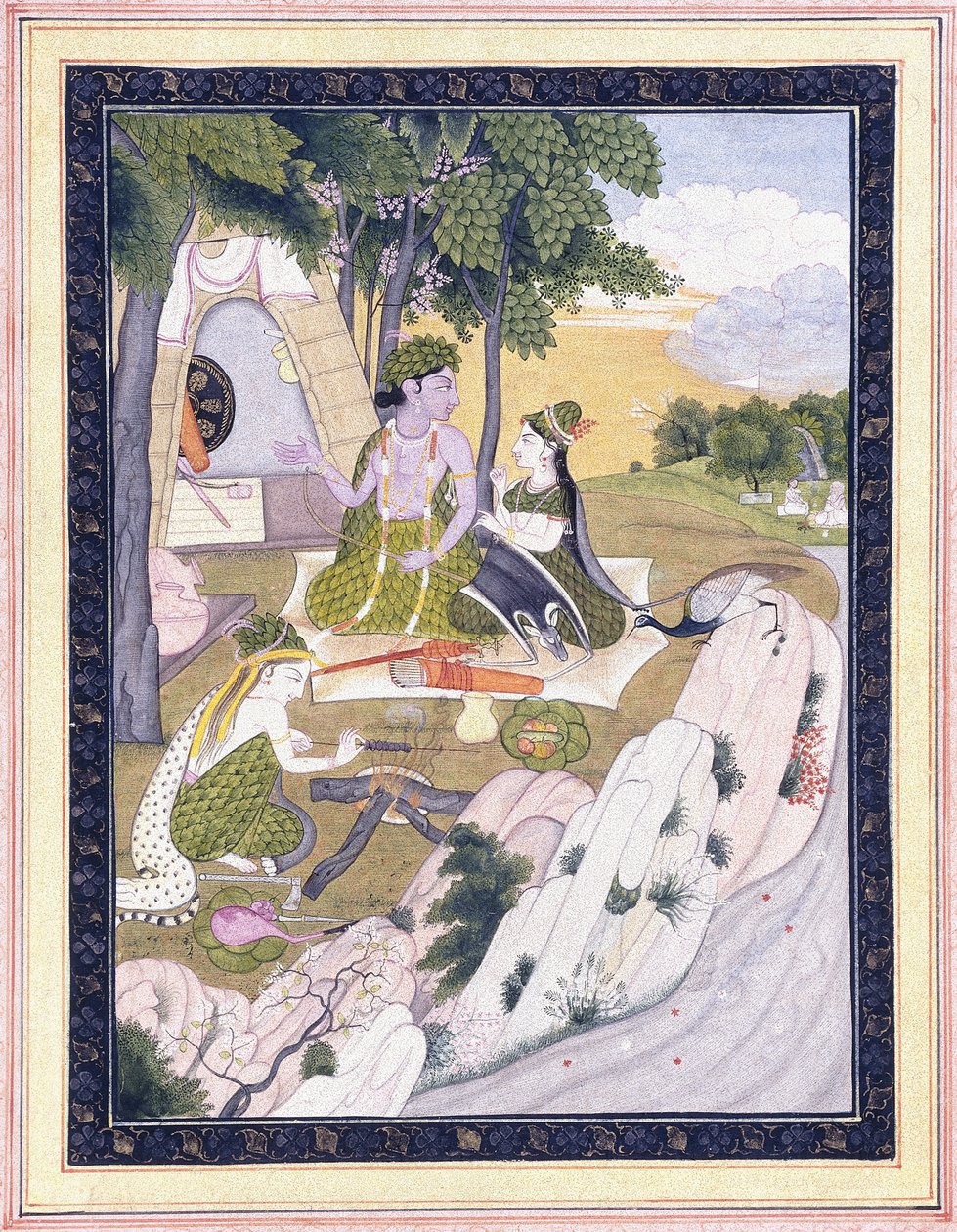 Rama y Sita con Lakshman, c. 1800 de Indian School