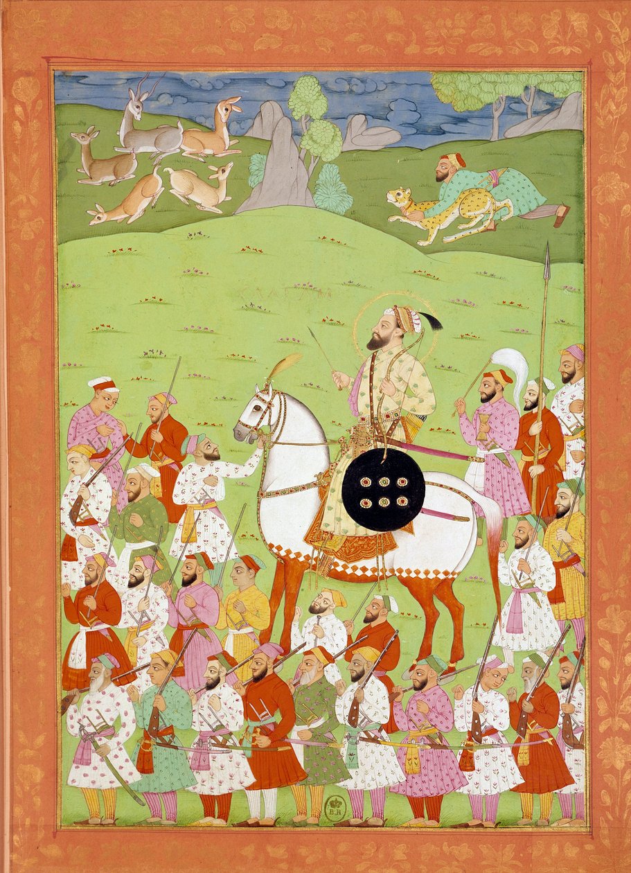 Representación de Shah Alem segundo hijo de Aurengzib a caballo de Indian School