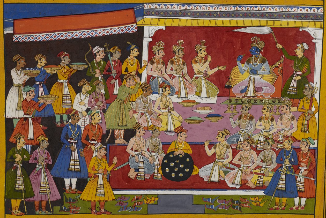 Rāma agradece a sus aliados, les da regalos y les permite regresar a sus reinos. de Indian School