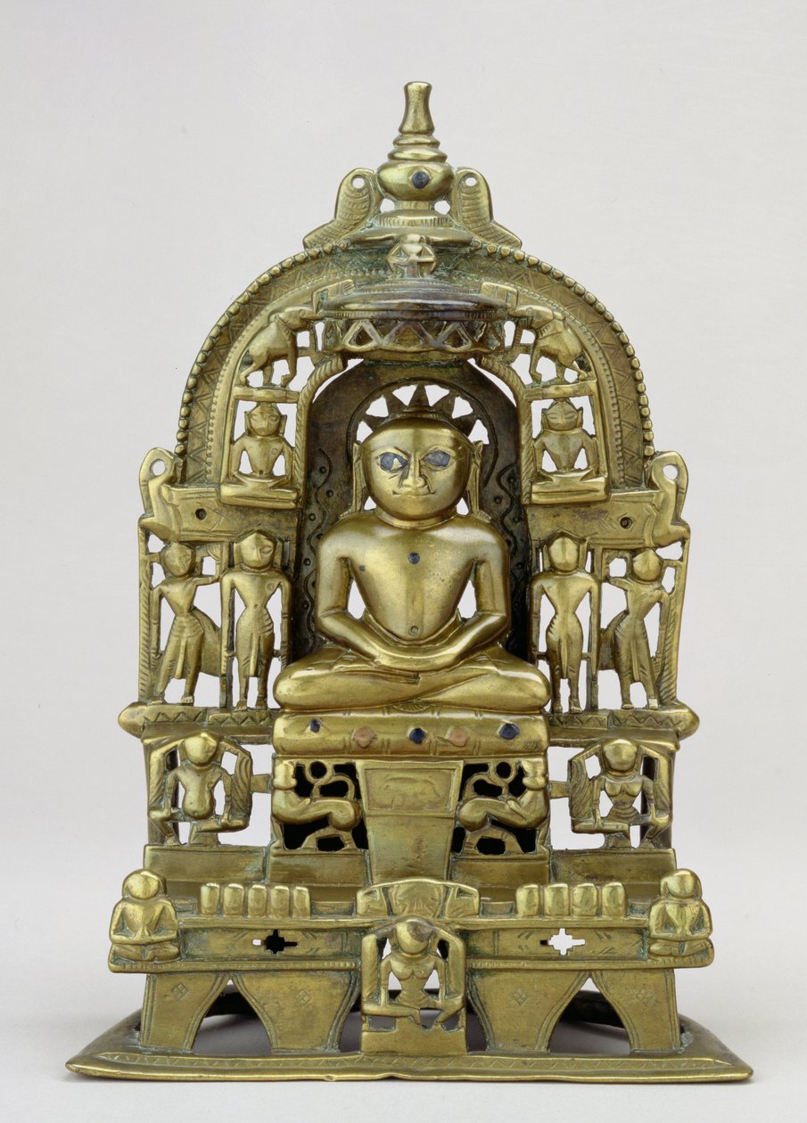 Imagen sentada del Tirthankara Jain Kuntanatha, Vasantagarh, Rajasthan del Sur, 1476 de Indian School