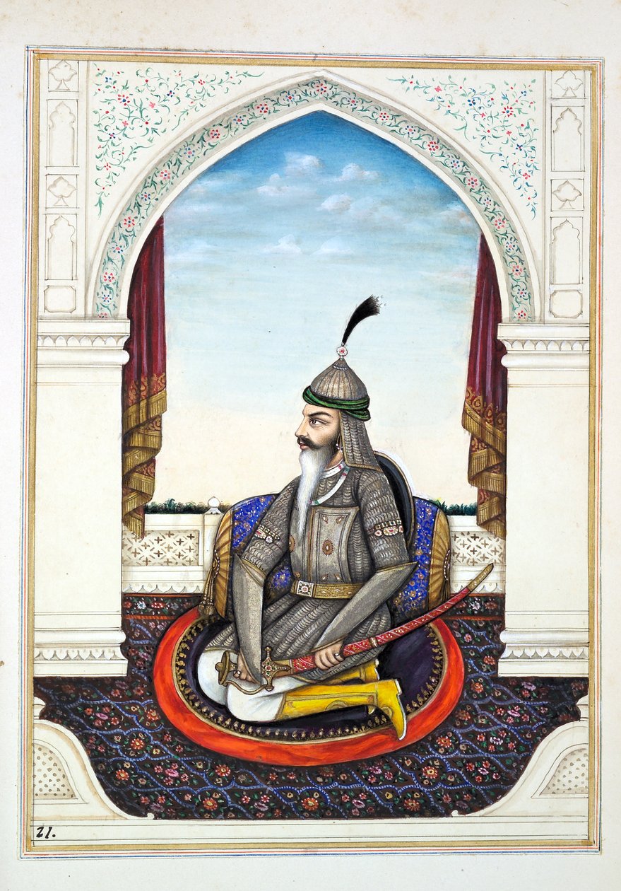 Sirdar Harri Singh, del Reino del Punjab, sus gobernantes y jefes, volumen I, un volumen de 27 estudios en acuarela por un artista indio no identificado, c.1840 de Indian School