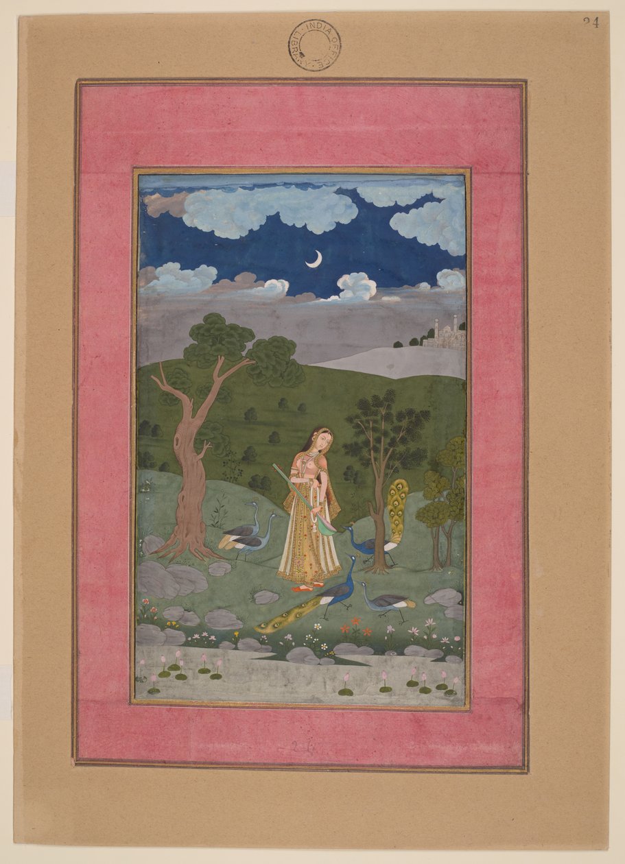 Sorath Ragini, India, Hyderabad, hacia 1760; Álbum Johnson 37, nº 24 (tinta, colores y oro sobre papel) de Indian School