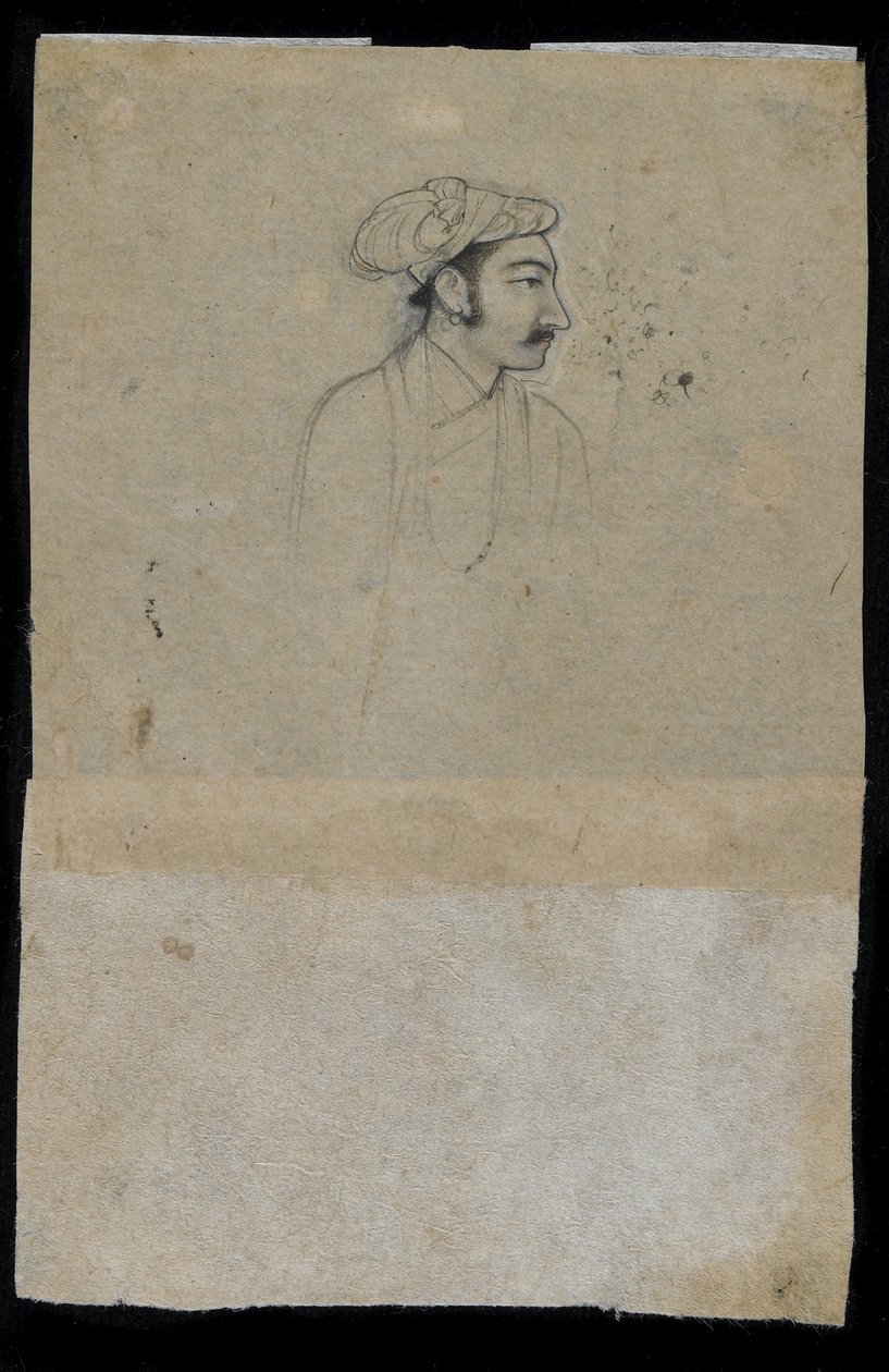 Sultán Khurram (Shah Jahan) (tinta sobre papel) de Indian School