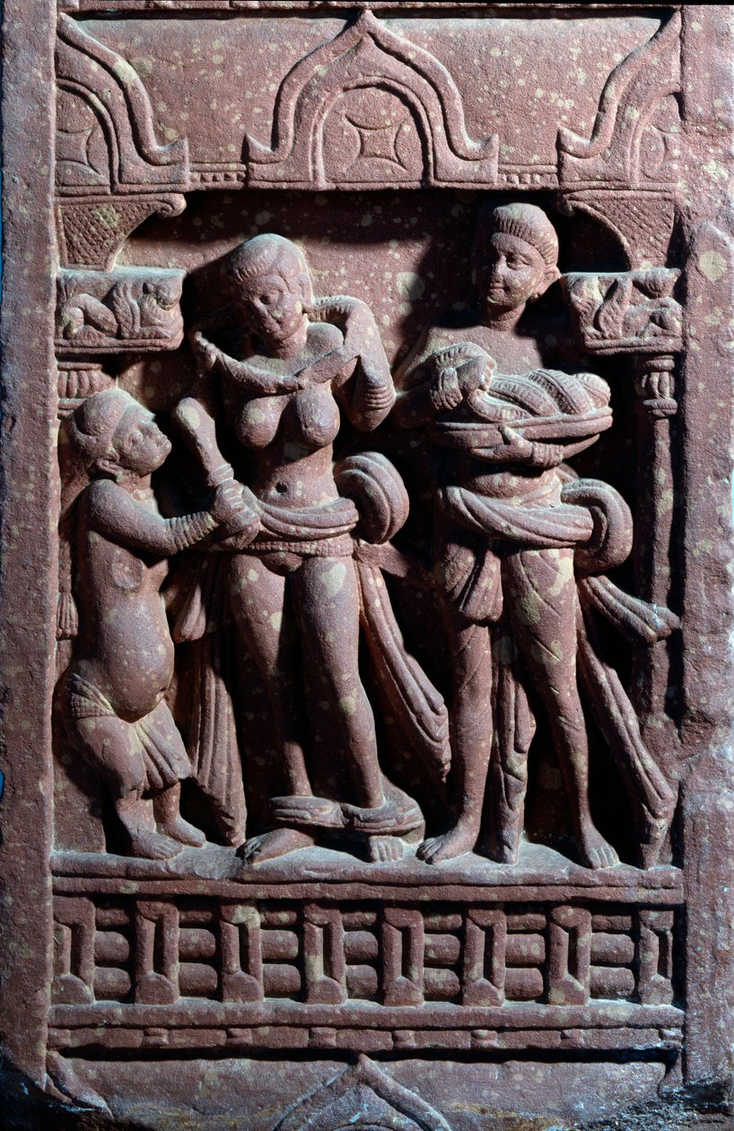 Sundari en el tocador (escultura de arenisca) de Indian School