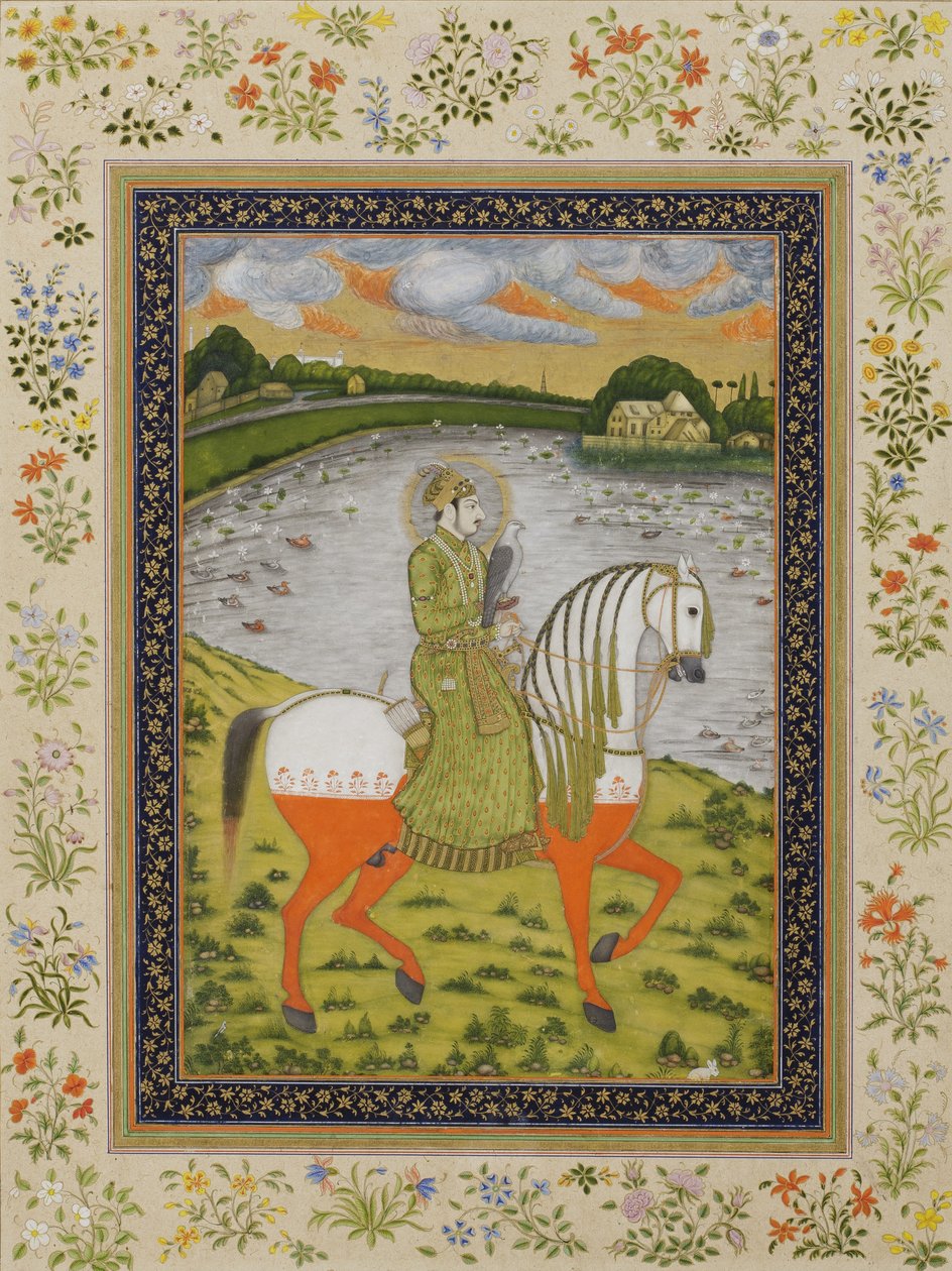 El emperador Muhammad Shah, ecuestre, en el campo de caza de Indian School