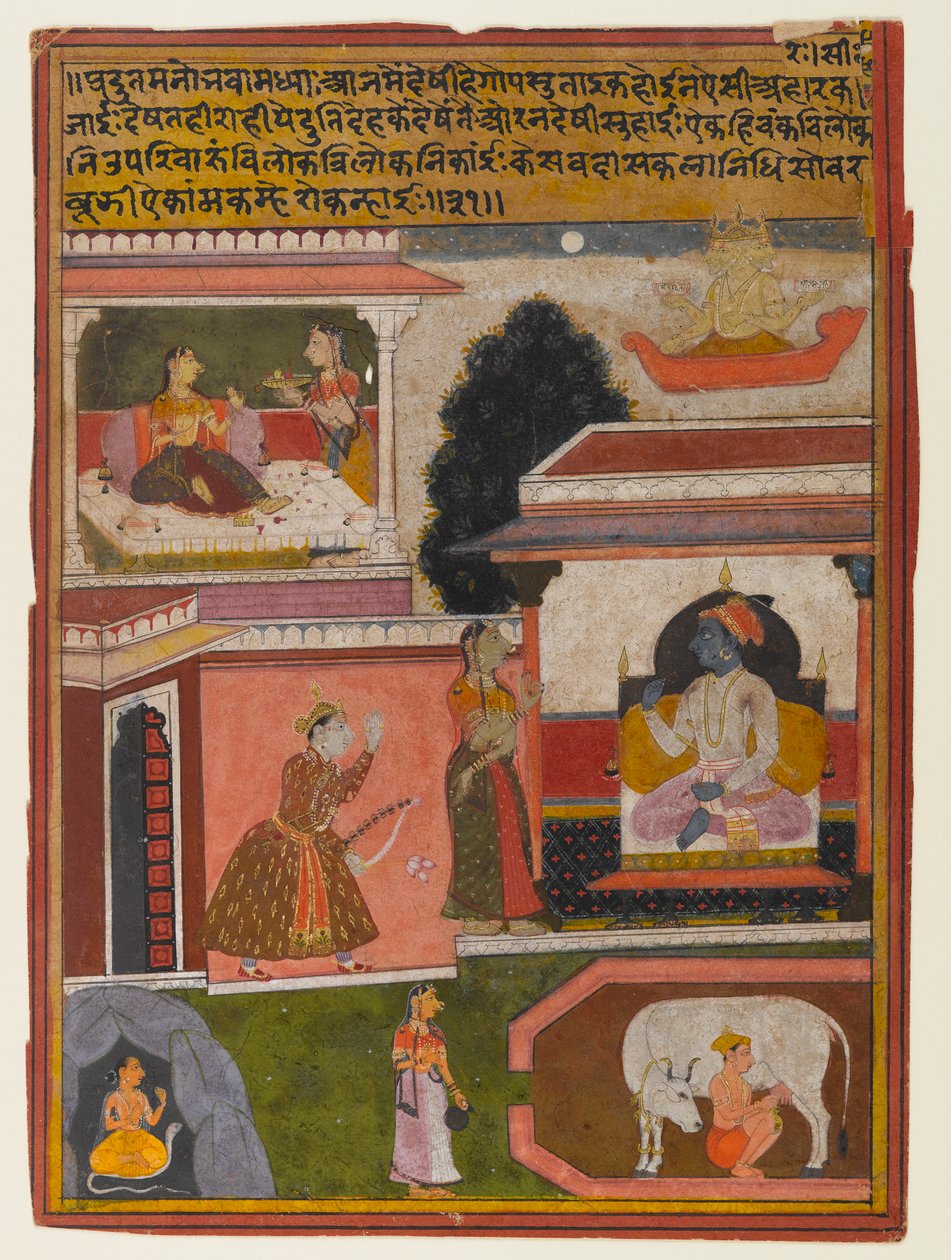 La Heroína Cuyos Deseos son Evidentes, Página de una Serie Rasikapriya, c.1660-1690 de Indian School