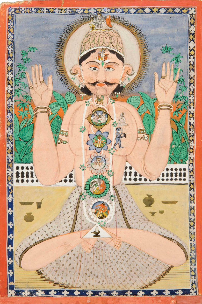 El cuerpo sutil y los chakras, Punjab Hills, c.1850 de Indian School