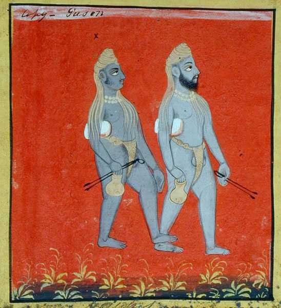 Dos Gosains, Mendicantes Religiosos, Udaipur, c.1810-20 (detalle) de Indian School