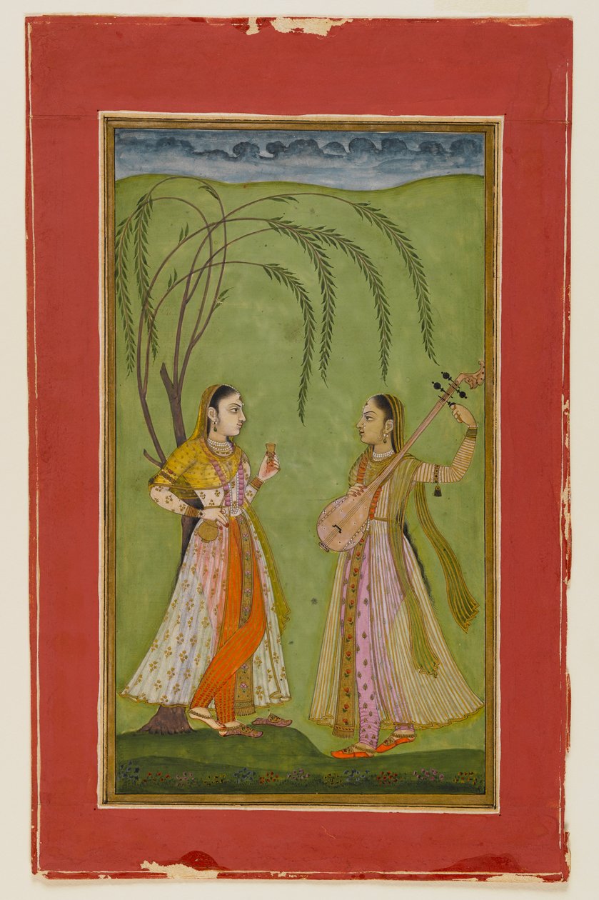 Dos damas en un paisaje, c.1725 de Indian School