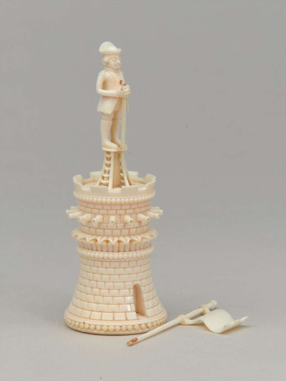 Torre blanca, pieza de ajedrez, India, circa 1820 de Indian School