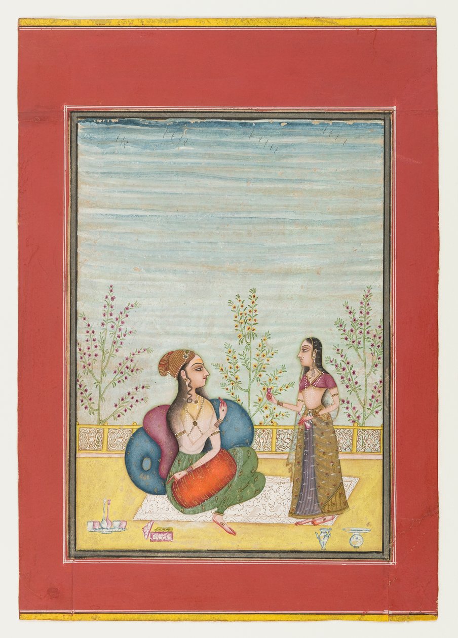 Mujer y asistente, c.1700-10 de Indian School