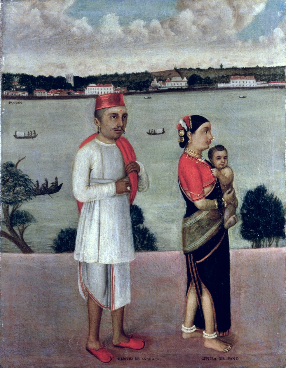Joven de Angraca con una joven y un bebé de Pano, Escuela de Goa de Indian School
