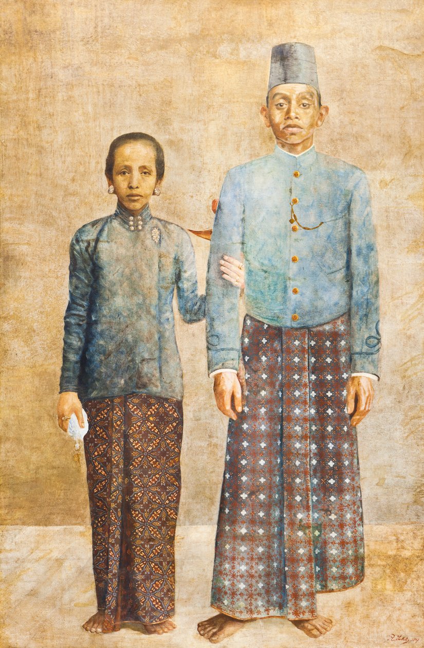 Retrato de un noble javanés y su esposa, c.1837 (óleo sobre lienzo) de Indonesian School