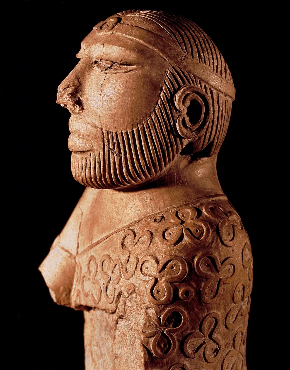 Civilización del Valle del Indo: busto de madera del rey sacerdote de Indus Valley Civilization