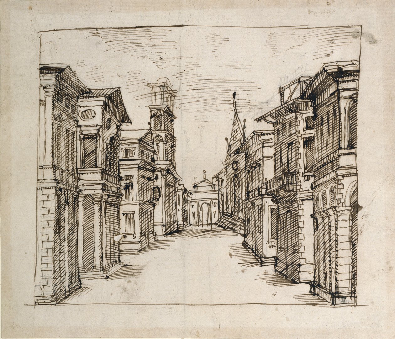 Una calle en perspectiva, c.1617 de Inigo Jones
