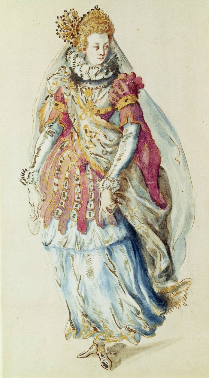 Diseño de vestuario para una dama enmascarada de Inigo Jones