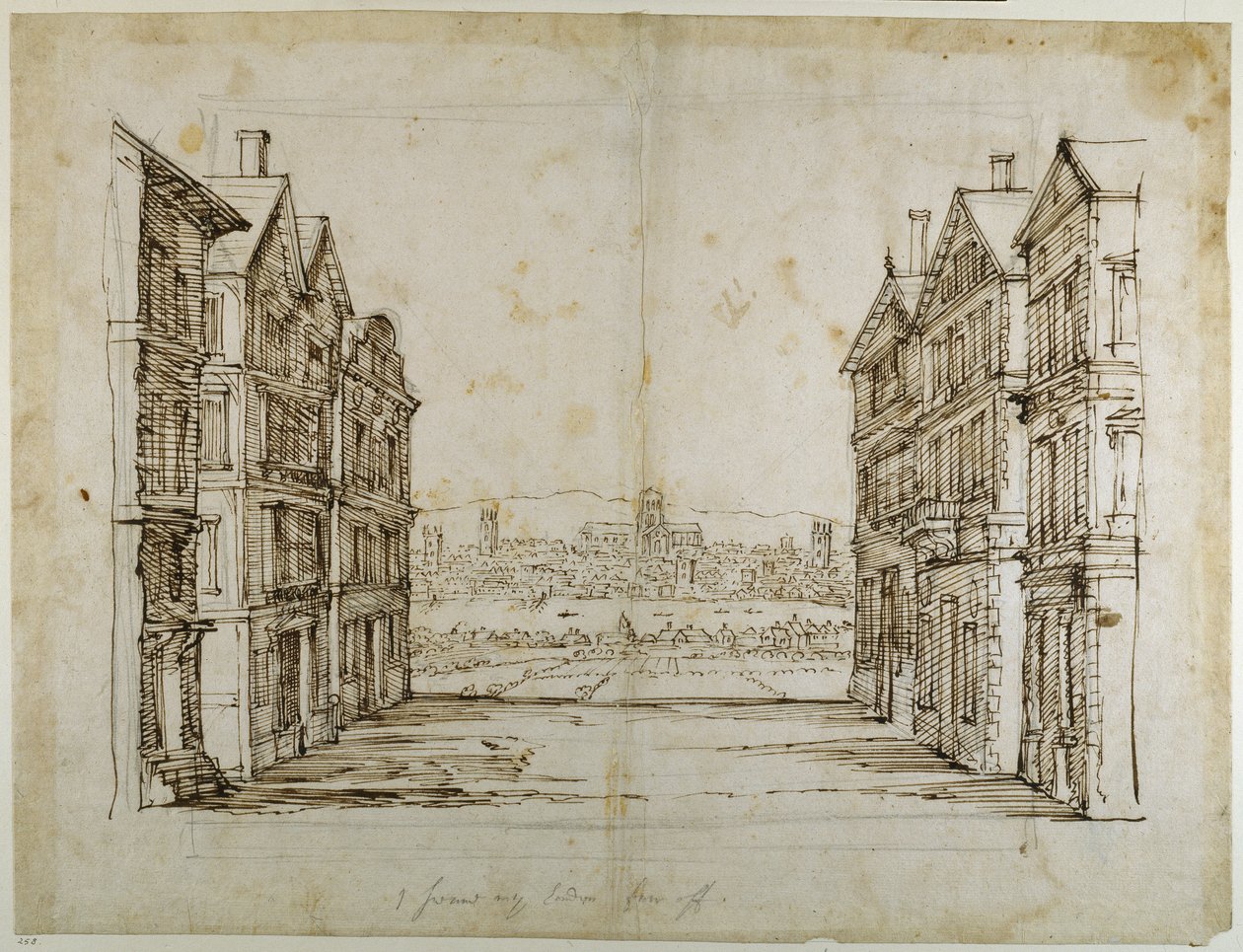 Casas inglesas con Londres y el Támesis a lo lejos de Inigo Jones
