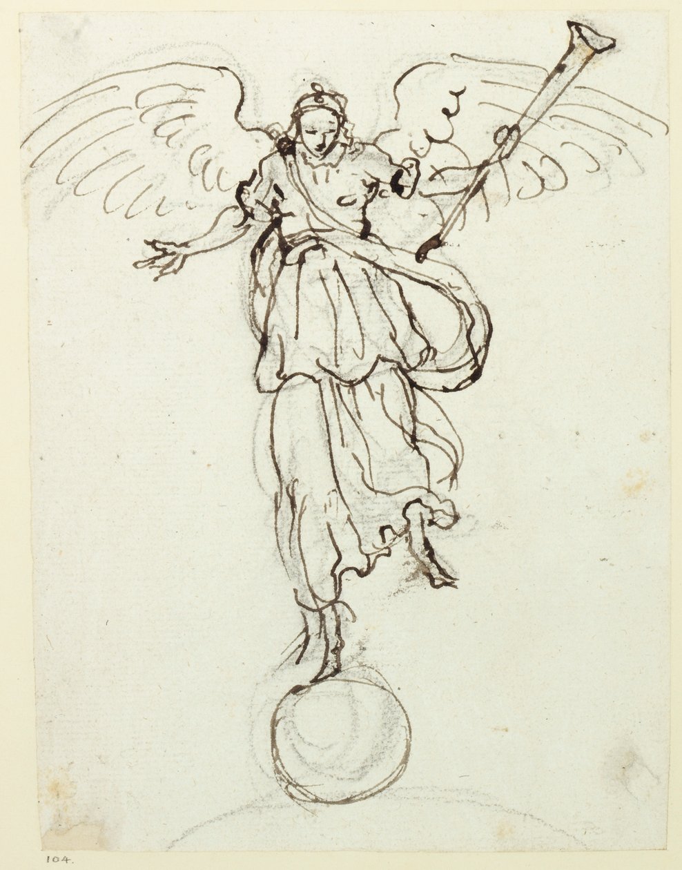 Fama, boceto preliminar, c.1631 de Inigo Jones