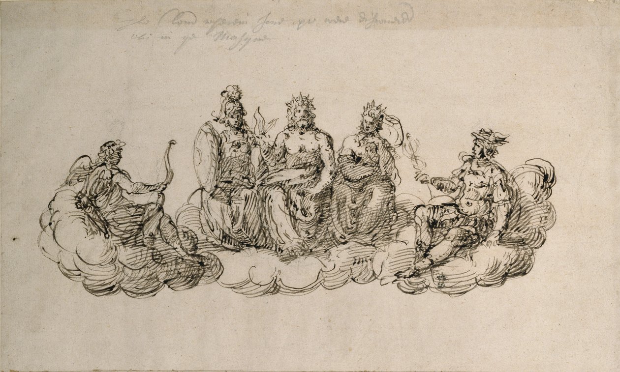 Júpiter con el Senado de los Dioses, c.1622 de Inigo Jones