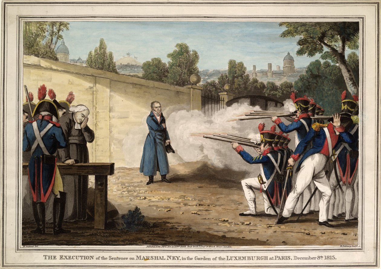 La ejecución del mariscal Michel Ney cerca del Jardín de Luxemburgo el 7 de diciembre de 1815, 1816 de Innocent Louis Goubaud