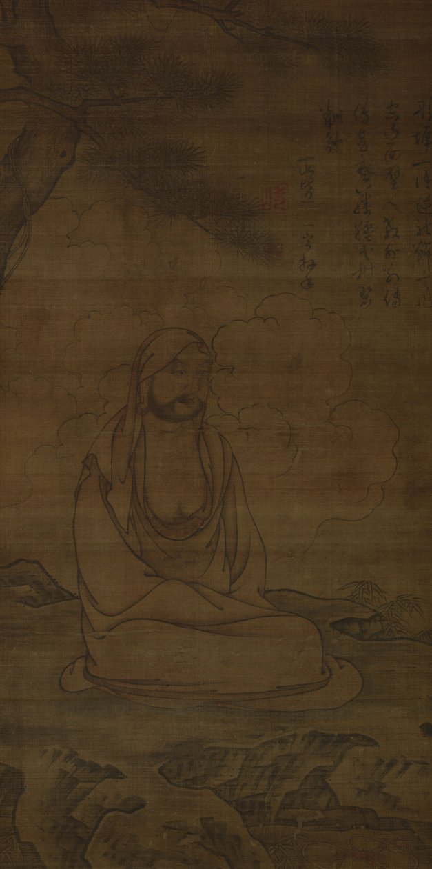 Bodhidharma bajo un pino de Inscription by Issan Ichinei