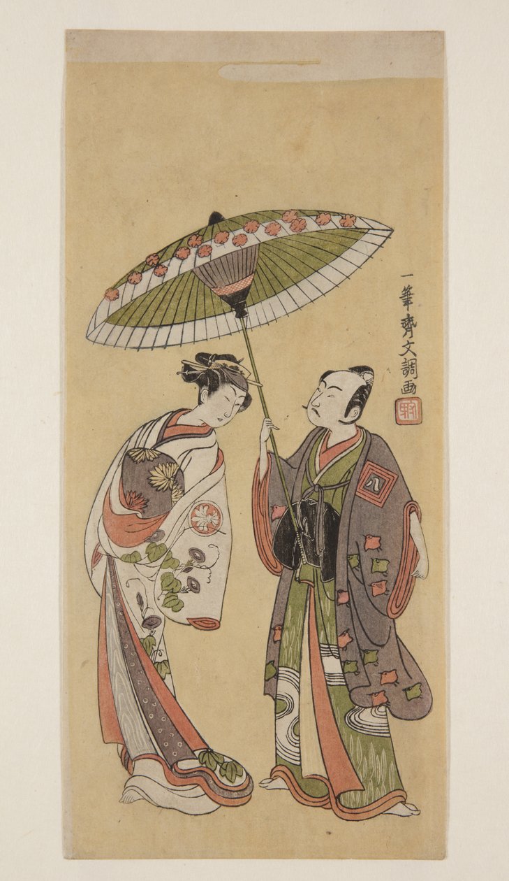 Actores Ichikawa Yaozō II como Soga no Jūrō y Segawa Kikunojō II como Ōiso no Tora de Ippitsusai Bunchō