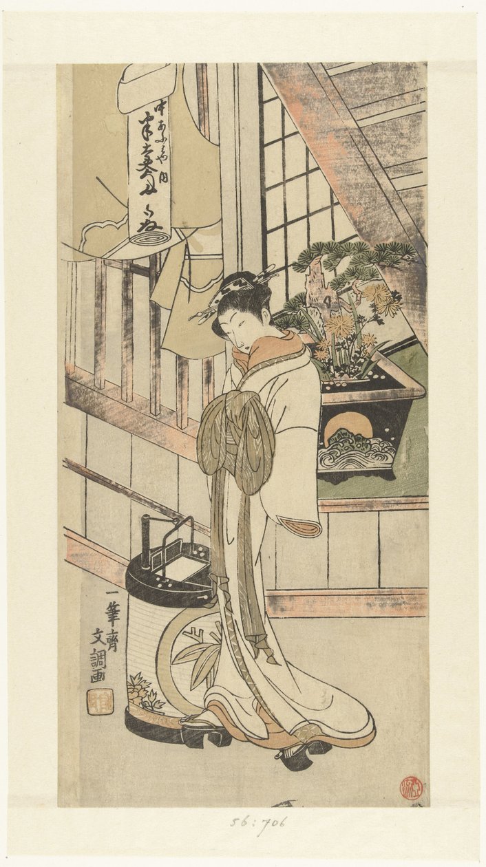 Cortesana Handayu de la casa Naka-omi de Ippitsusai Bunchō
