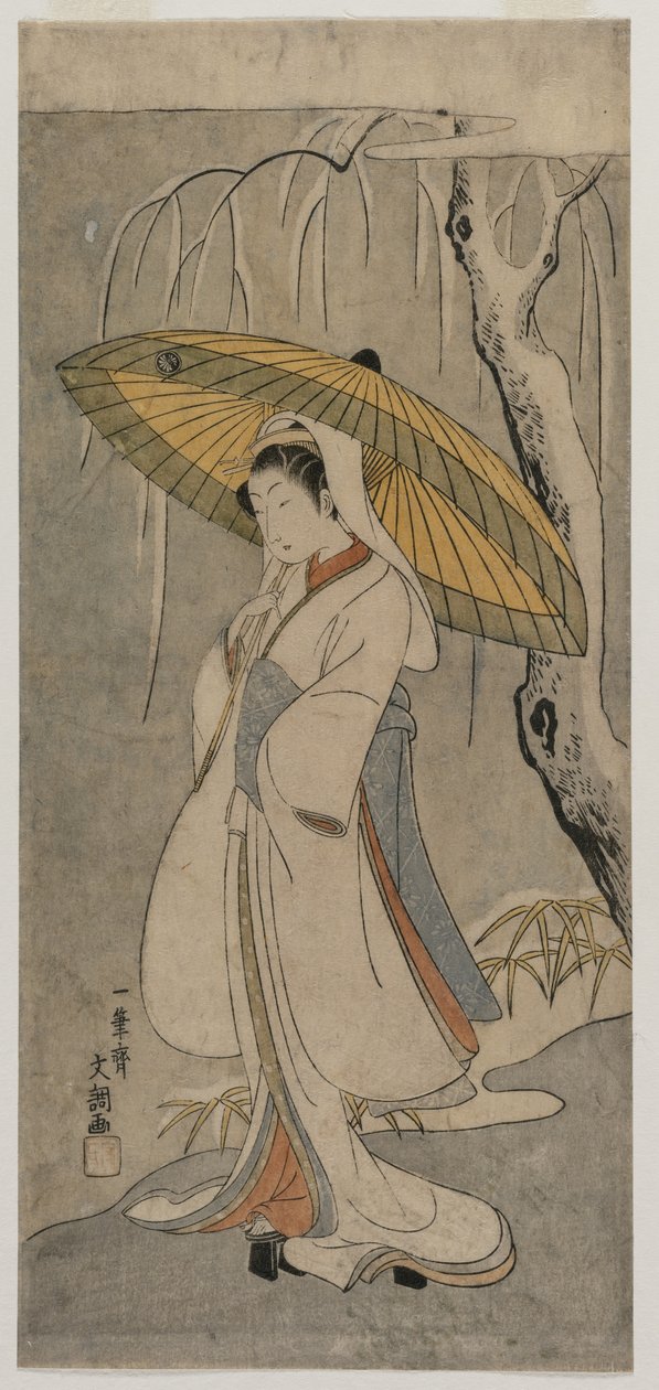 Segawa Kikunojo II como la Doncella Garza de la serie Teatro Ichimura, 1770 de Ippitsusai Bunchō