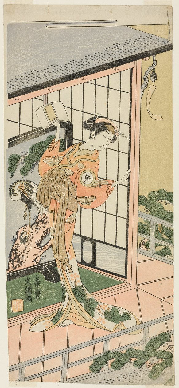 El actor Iwai Hanshiro IV como Okaru en el acto siete de la obra Chushingura (Tesoro de los cuarenta y siete leales), representada en el Teatro Morita desde el tercer día del cuarto mes de 1769 de Ippitsusai Bunchō