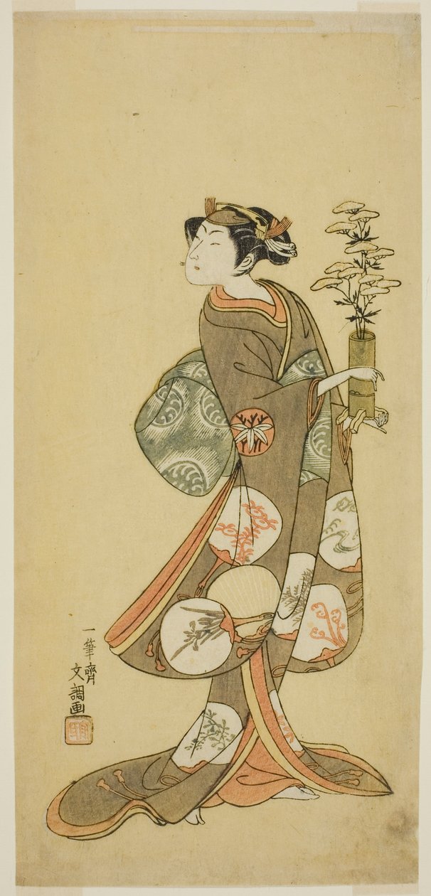 El actor Yamashita Kyonosuke I en un papel femenino de Ippitsusai Bunchō