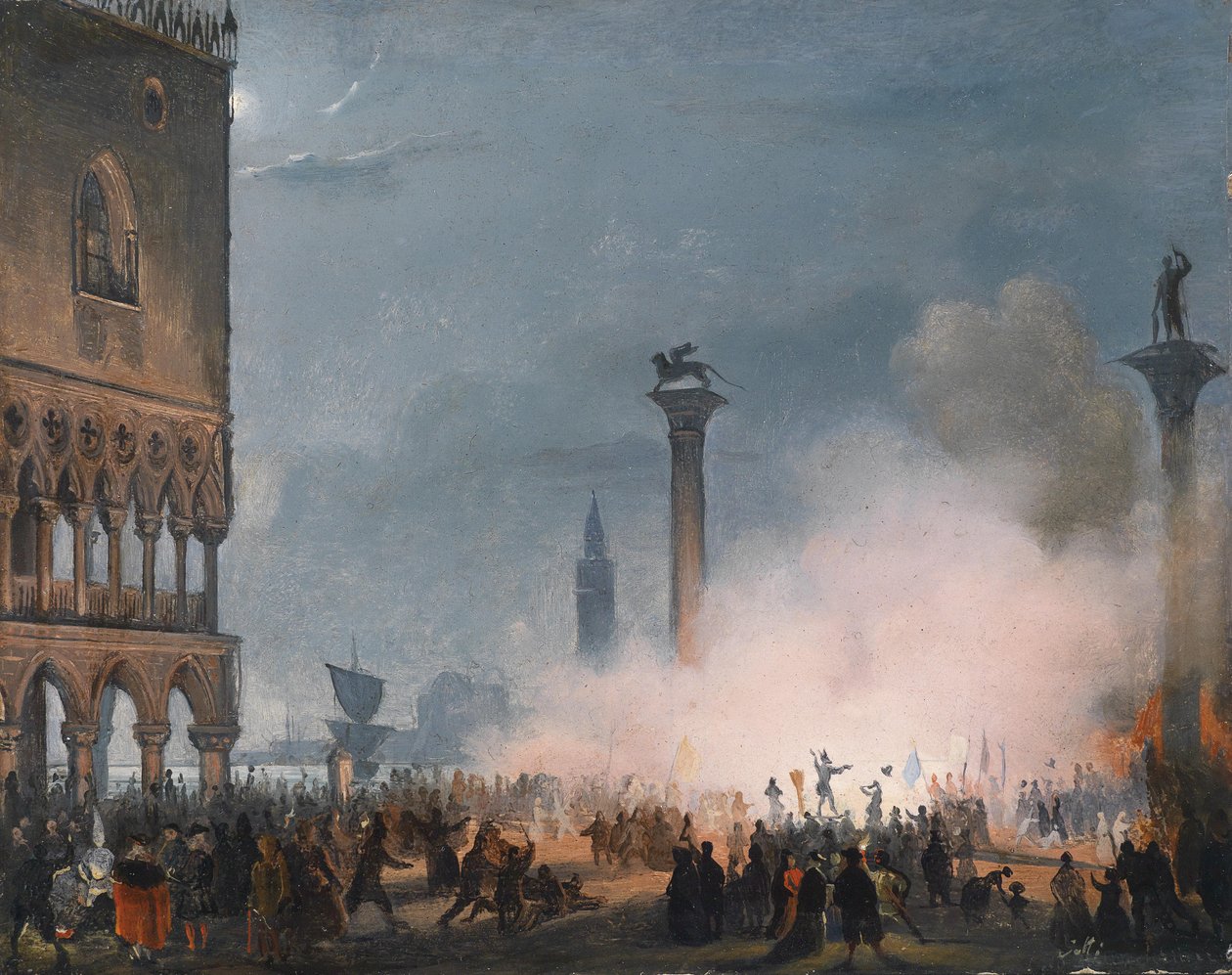 Venecia, La Piazzetta de noche de Ippolito Caffi