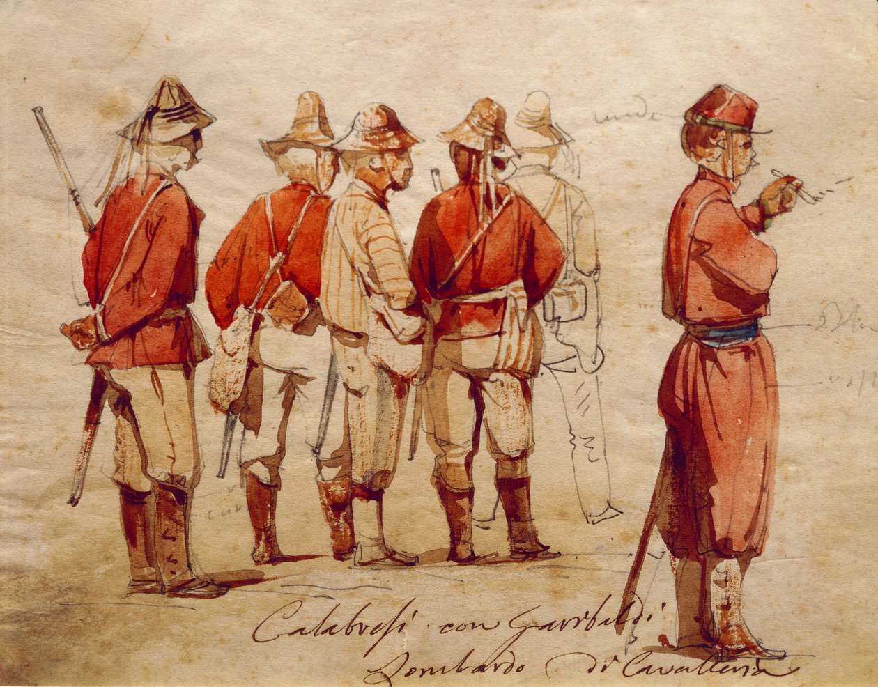 Soldados del ejército calabrés durante la Expedición de los Mil, ilustración de Ippolito Caffi de Ippolito Caffi