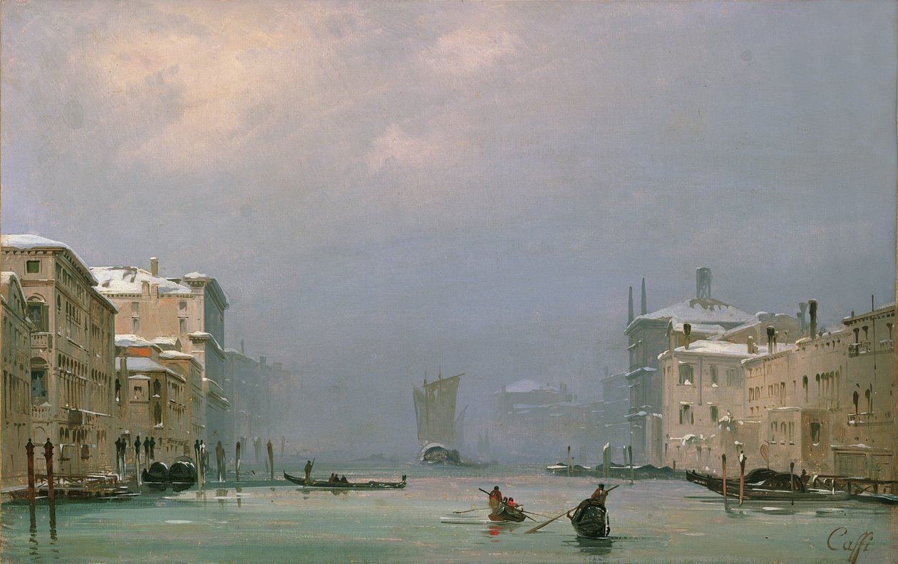 Gran Canal con nieve y hielo, 1849 de Ippolito Caffi