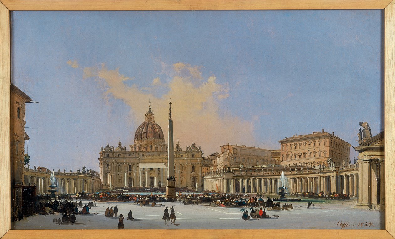 Bendición papal en la Piazza San Pietro de Ippolito Caffi